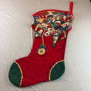 Vintage Cranston Handmade Quilted Jumbo Stocking Night Before Christmas